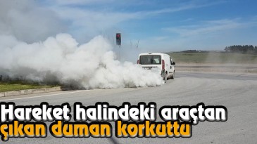 Hareket Halindeki Araçtan Dumanlar Çıktı