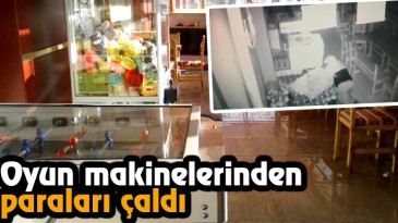 Emekleyerek girip, oyun makinelerinden paraları çaldı