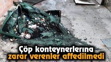 Çöp konteynerlerına zarar verenler affedilmedi