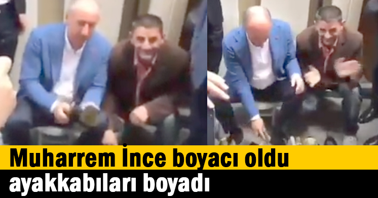Muharrem İnce boyacı oldu, ayakkabıları boyadı