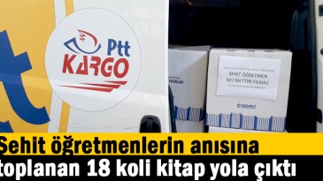 Şehit öğretmenlerin anısına toplanan 18 koli kitap yola çıktı