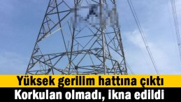 Yüksek gerilim hattına çıktı