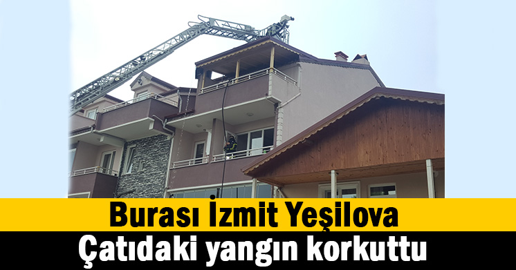 Apartmanın çatısında yangın
