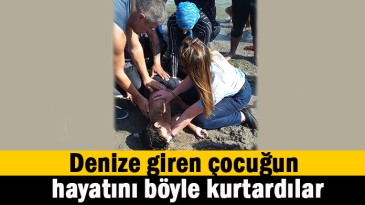 Sahilde denize giren çocuk ölümden döndü