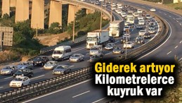 Trafik yoğun, araç kuyruğu var