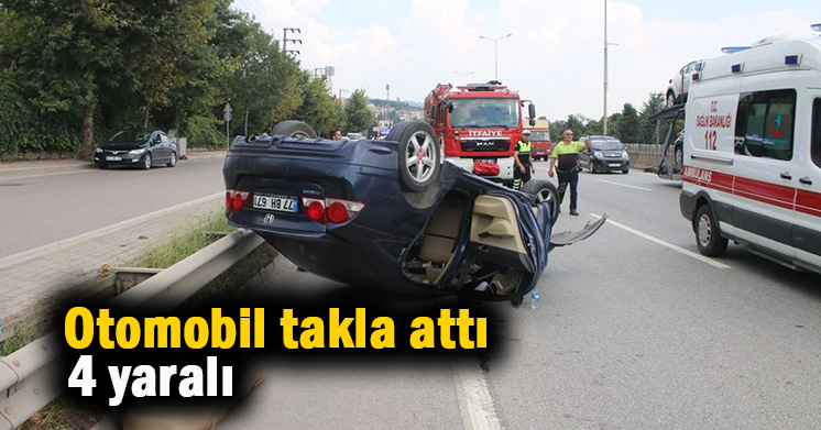 Derince’de araç takla attı