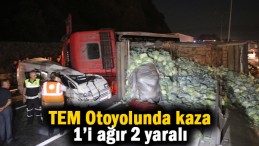 Kamyon minibüsün üzerine devrildi