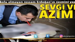 Kolları olmayan ressam ağzıyla Cumhurbaşkanlarının portresini çizdi