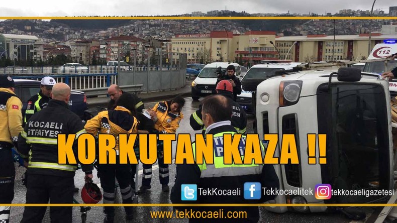 Kontrolden Çıktı Kamyoneti Devirdi