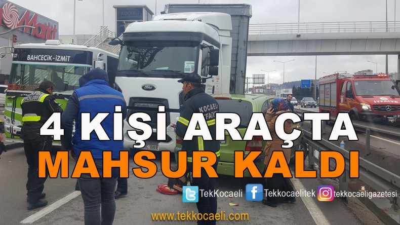 TIR Otomobille Çarpıştı