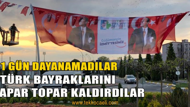 İzmit Belediyesi’nden İzinsiz Bayrakları Söktüler