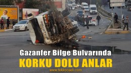 4 Ayrı Araca Çarpan Kamyon Devrildi