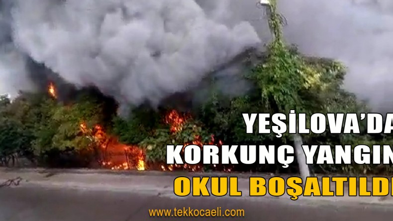 Okulun Bahçesinde Korkutan Yangın