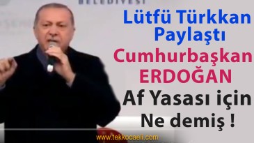 Lütfü Türkkan Paylaştı: Cumhurbaşkanı Erdoğan Af Yasası İçin Ne Demiş