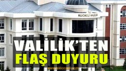 Kocaeli Valiliği’nden Flaş Duyuru
