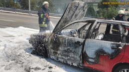 D-100 Karayolunda Otomobil Alev Aldı