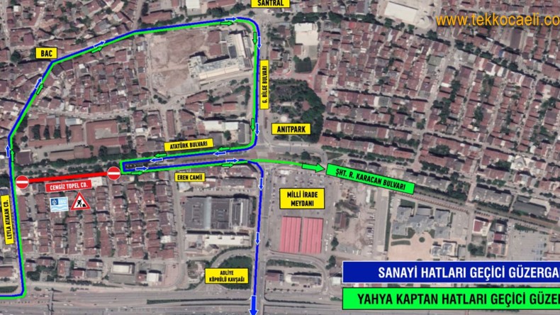 İzmit’te Geçici Güzergah Uygulaması