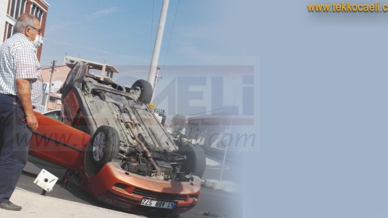 İzmit’te Kaza; Araç Takla Attı