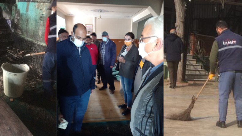 İzmit Belediyesi Yetkilileri Yangın Çıkan Camiye Koştu