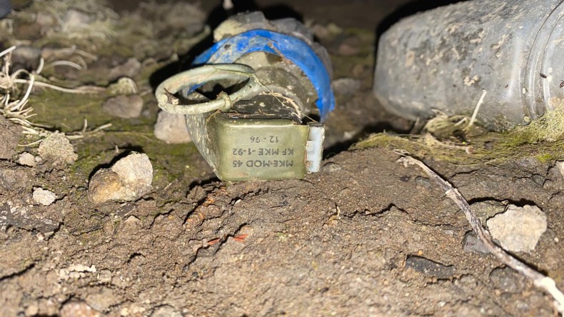 Yuvacık Barajı mevkiinde el bombası bulundu