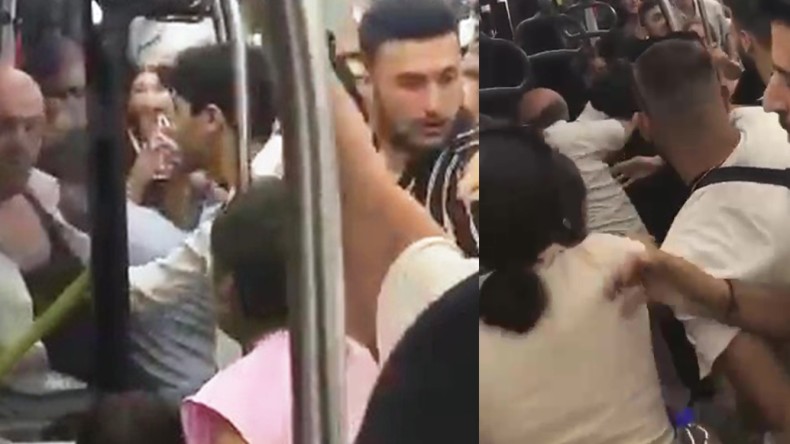 Otobüste ortalık bir anda karıştı; 15 kişi birbirine girdi