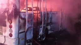 Suadiyespor’un takım otobüsü alev alev yandı