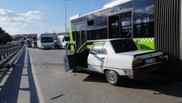 İzmit’te kaza; Otobüs ile otomobil çarpıştı