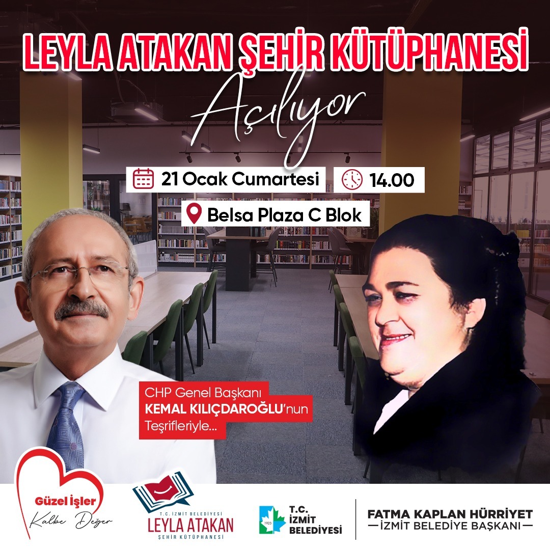 Kemal Kılıçdaroğlu Leyla Atakan Şehir Kütüphanesinin açılış kurdelesini kesecek