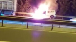 TEM’de yanan araç alev topuna döndü