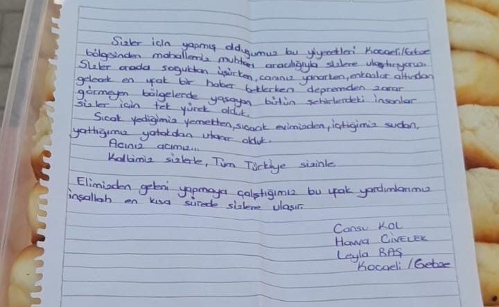 Hatay’daki aşevine gelen mektup bölgedeki depremzedeleri duygulandırdı