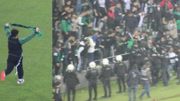 Sakaryaspor taraftarı sahaya atladı, ortalık karıştı