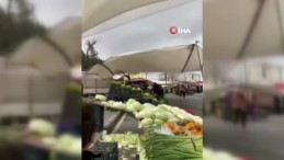 Şiddetli lodos pazar yerini dağıttı