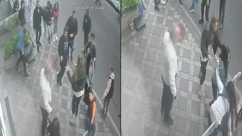 Kentin göbeğinde olay; Kızlı erkekli iki grup birbirine girdi