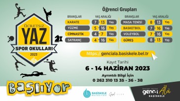 Başiskele Belediyesi Yaz Spor Okulları’na Kayıtlar Başlıyor