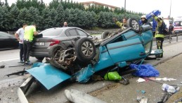 Otomobil araca çarptı, takla attı; 1 ölü, 1 yaralı