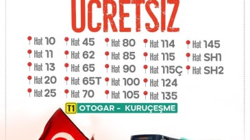 Demokrasi Ve Milli Birlik Gününde Ücretsiz Ulaşım Hizmeti