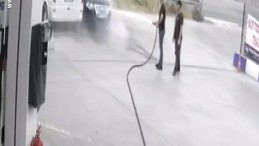 Akaryakıt istasyonunda faciadan dönüldü