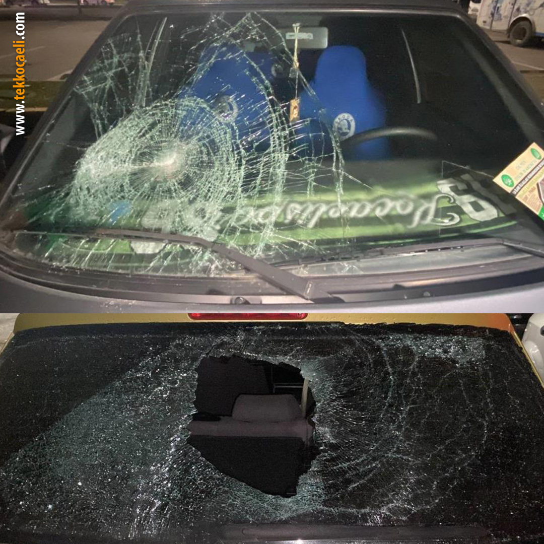 İzmit’te olay: Arabaların camlarını kırdılar, kaçtılar