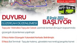 Kocaeli Büyükşehir Belediyesi duyurdu: Topçularda Güzergah değişikliği…