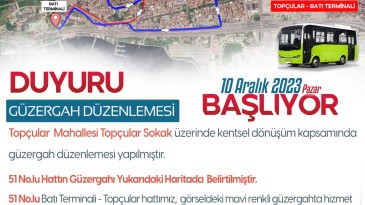 Kocaeli Büyükşehir Belediyesi duyurdu: Topçularda Güzergah değişikliği…