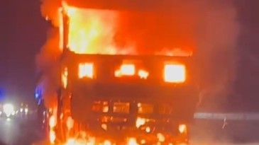 Kuzey Marmara Otoyolu’nda asit yüklü tır alev alev yandı