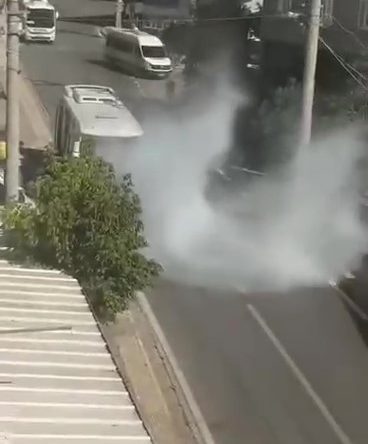 Halk otobüsünde korkutan yangın