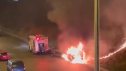 Seyir halindeki araç alev topuna döndü