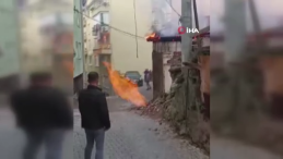 Doğal gaz borusu patladı, korku dolu anlar yaşandı