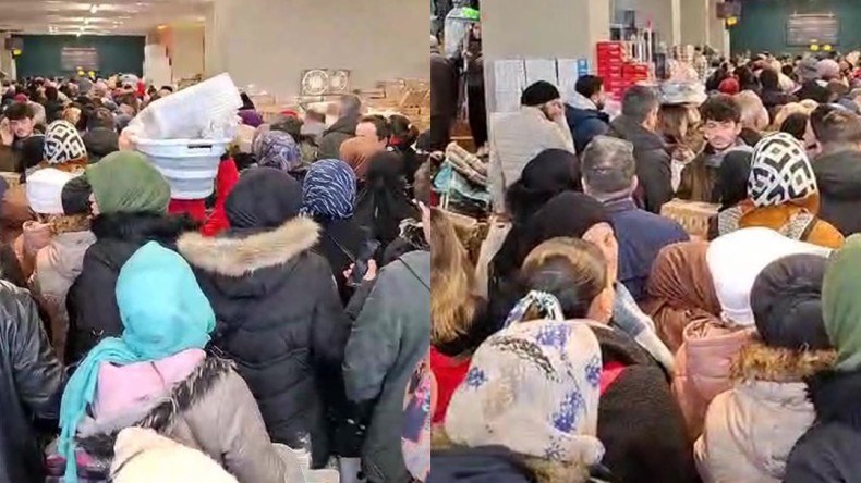 İndirim kampanyasını duyan vatandaş kara rağmen mağazaya koştu