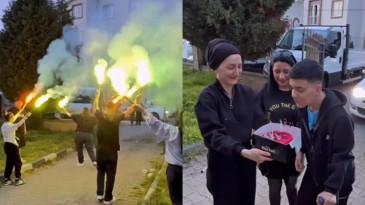 Genç taraftar tribünden düşmüştü, evinde meşalelerle karşılandı