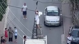 Tele takılarak mahsur kalan güvercini böyle kurtardılar