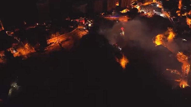 Ormanlık alanda baraka alev alev yandı