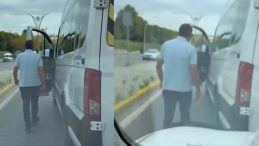 Trafikte servis şoföründen sürücüye tehdit: “Nefesini keserim”