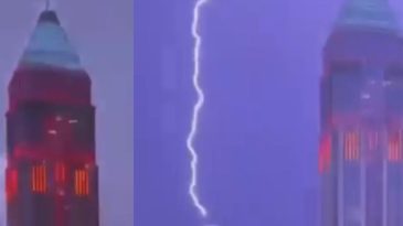 İstanbul Finans Merkezi’nin tepesine yıldırım düştü